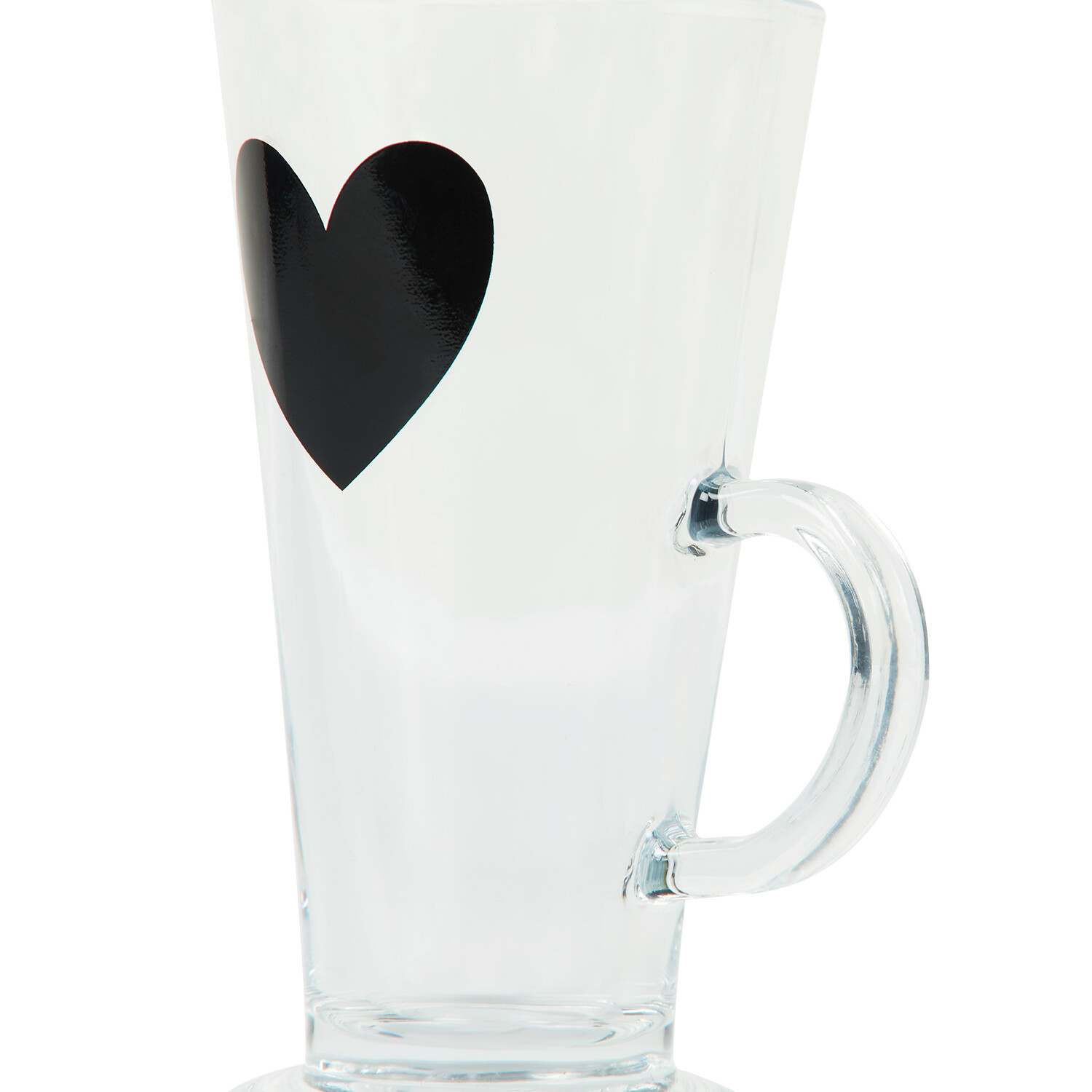 Glass Latte Mug with Black Heart Decal 270ml Clear and Black Image 4