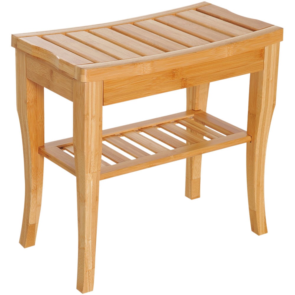 HOMCOM Bamboo Bathroom Shower Bench Image 1