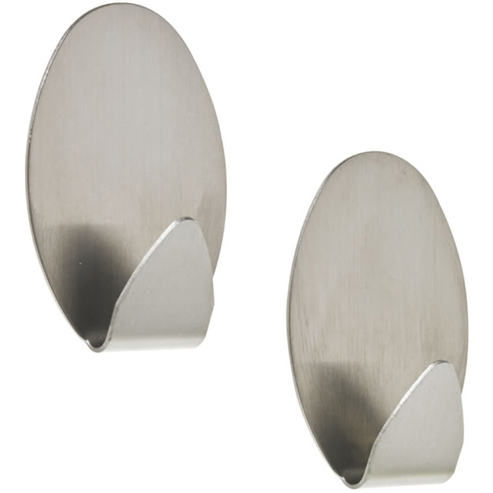 Wilko Metallic Oval Adhesive Hook 2 Pack Image