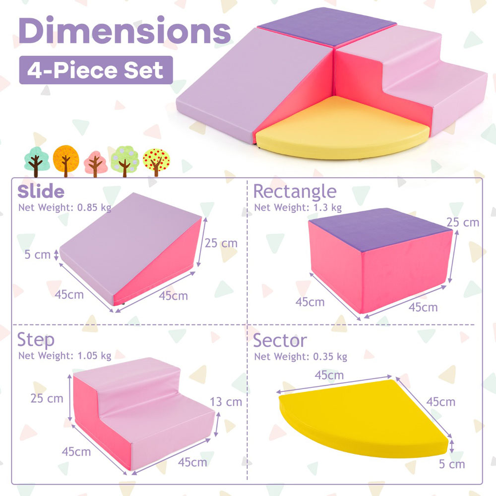 Costway Pink Infant Baby Climb and Crawl Foam Block Play Set 4 Piece Image 7