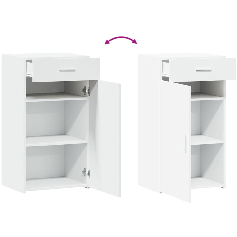 vidaXL Single Door Single Drawer White Sideboard Image 7