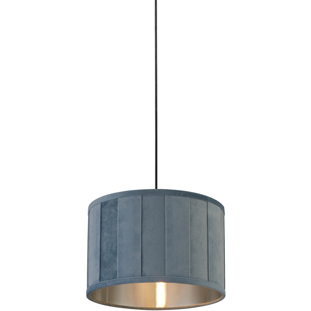 Lighting Collection Pastel Turquoise Velvet Pleat Drum Lamp Shade 30cm Image 3