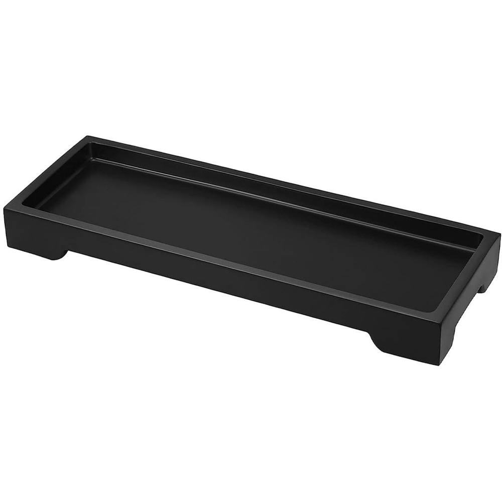 ATEK Small Black Multi-Purpose Resin Vanity Serving Tray Image 1