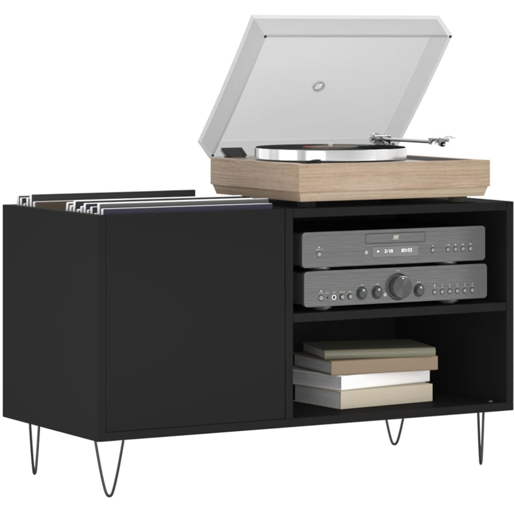 vidaXL 2 Shelf Black Record Cabinet Image 3