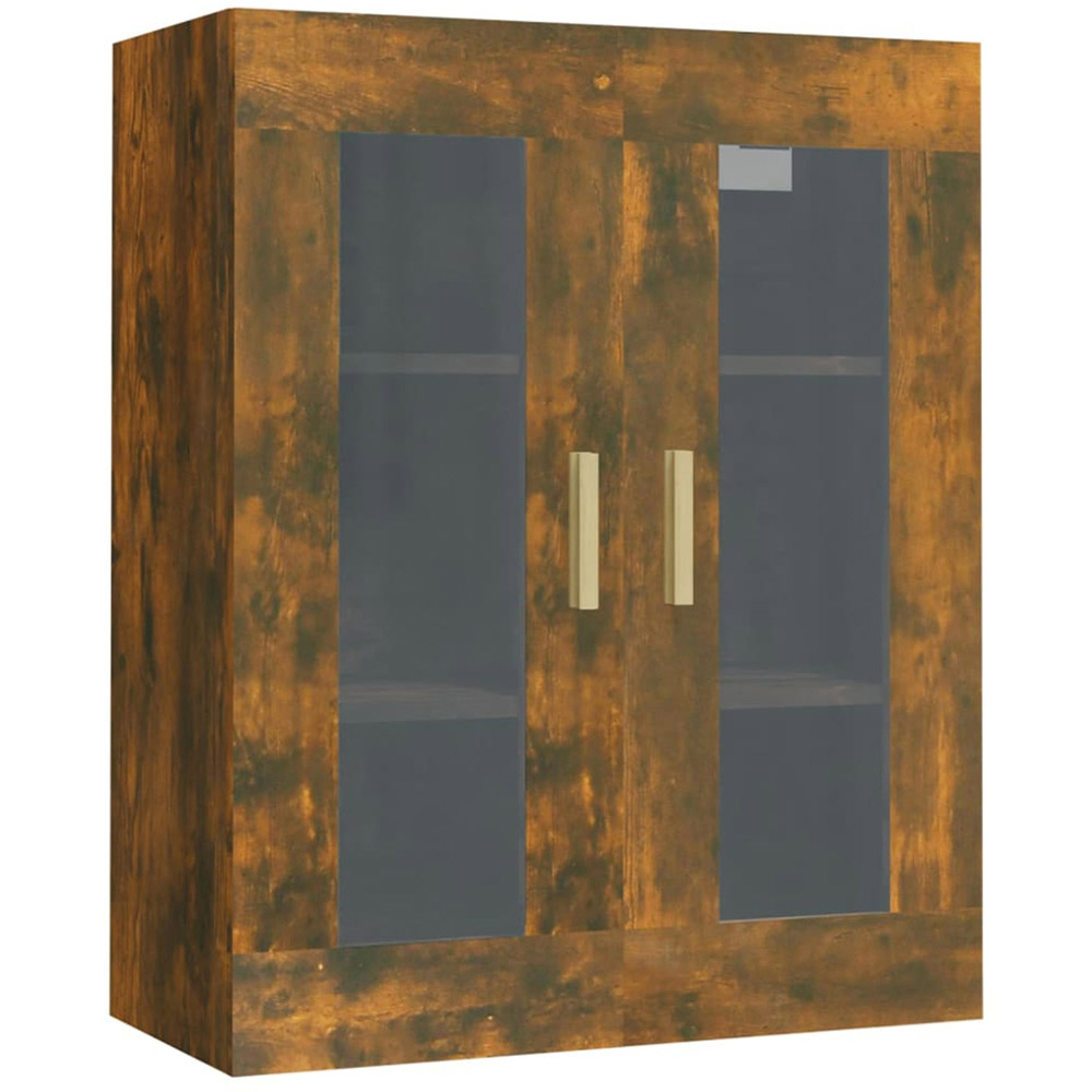 vidaXL 2 Door 3 Shelf Smoked Oak Hanging Wall Cabinet Image 2