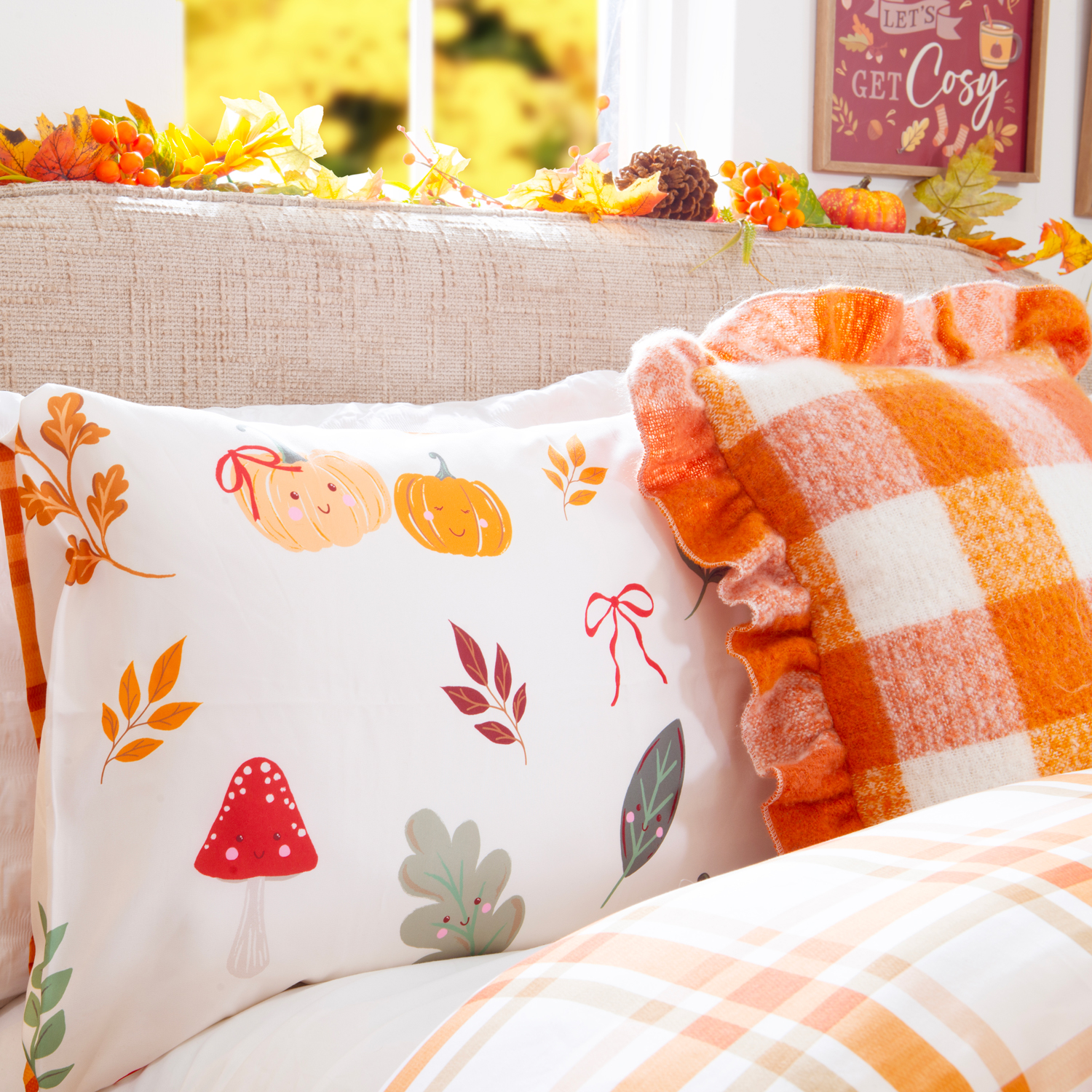 Carrigan Check Cushion Orange Image 2