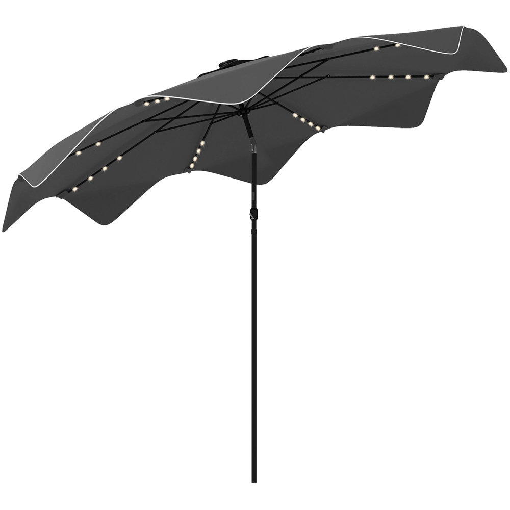 Outsunny Dark Grey Solar LED Crank and Tilt Parasol 3m Image 1