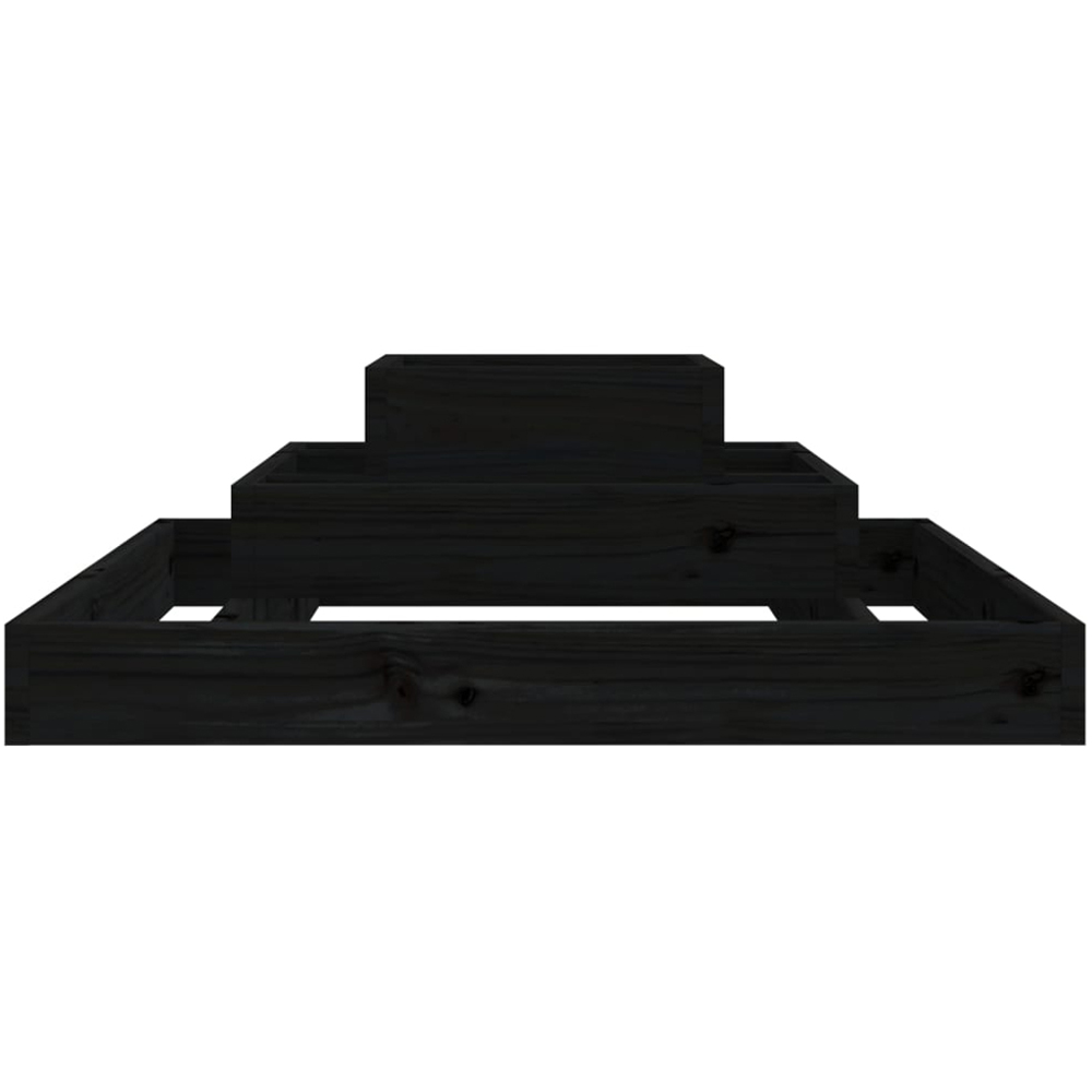 vidaXL 3-Tier Black Solid Pine Wood Garden Planter 27 x 80 x 80cm Image 4