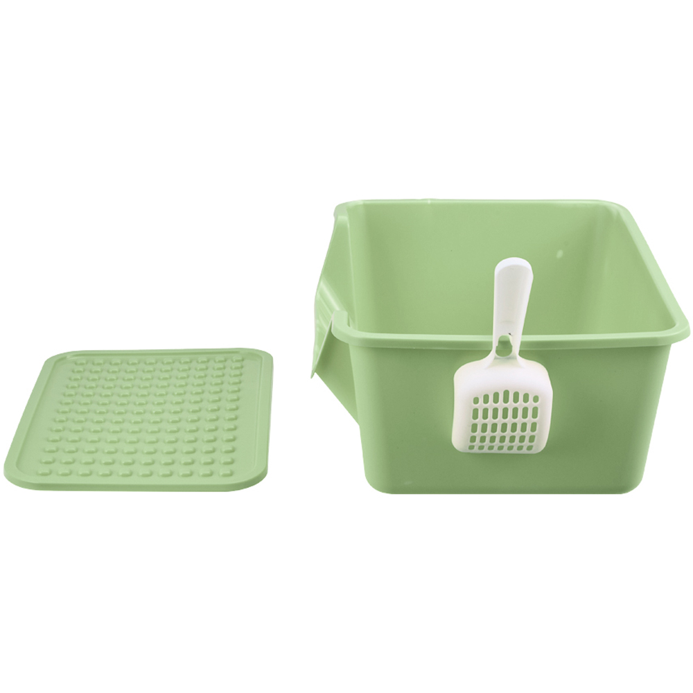 H&O Direct Green Open Top Cat Litter Box with Scoop and Litter Mat 21 x 50 x 37cm Image 3