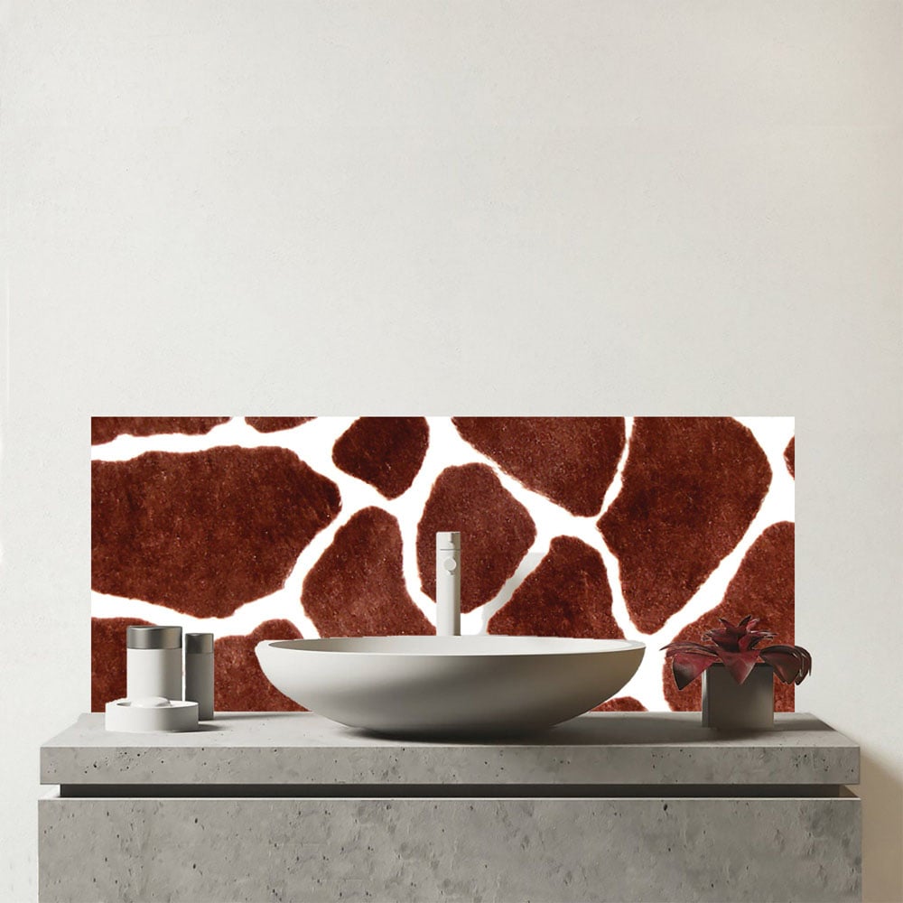Warren Reed Designer Giraffe Spots Print Glass Bathroom Splashback 25 x 60cm Image 1