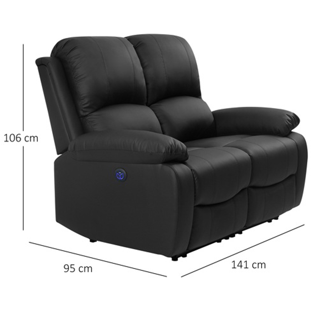 Comfy Living 6 Seater Black PU Leather Electric Recliner Sofa Set Image 8