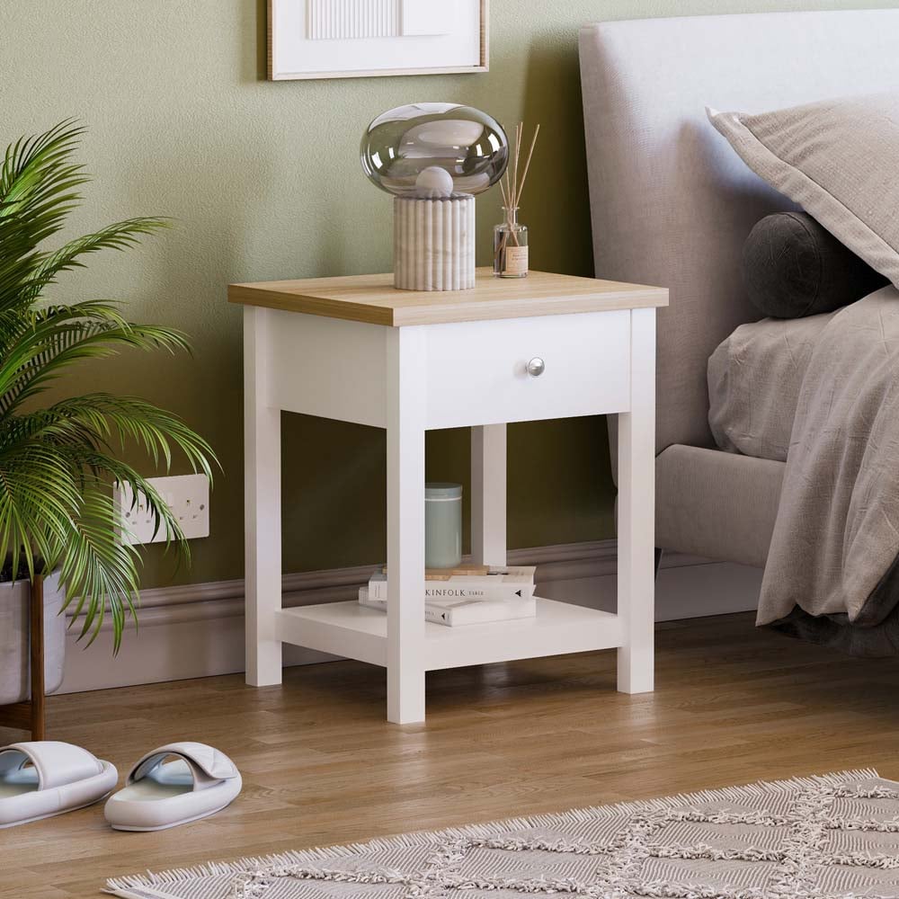 Vida Designs Arlington Single Drawer White Bedside Table Image 5