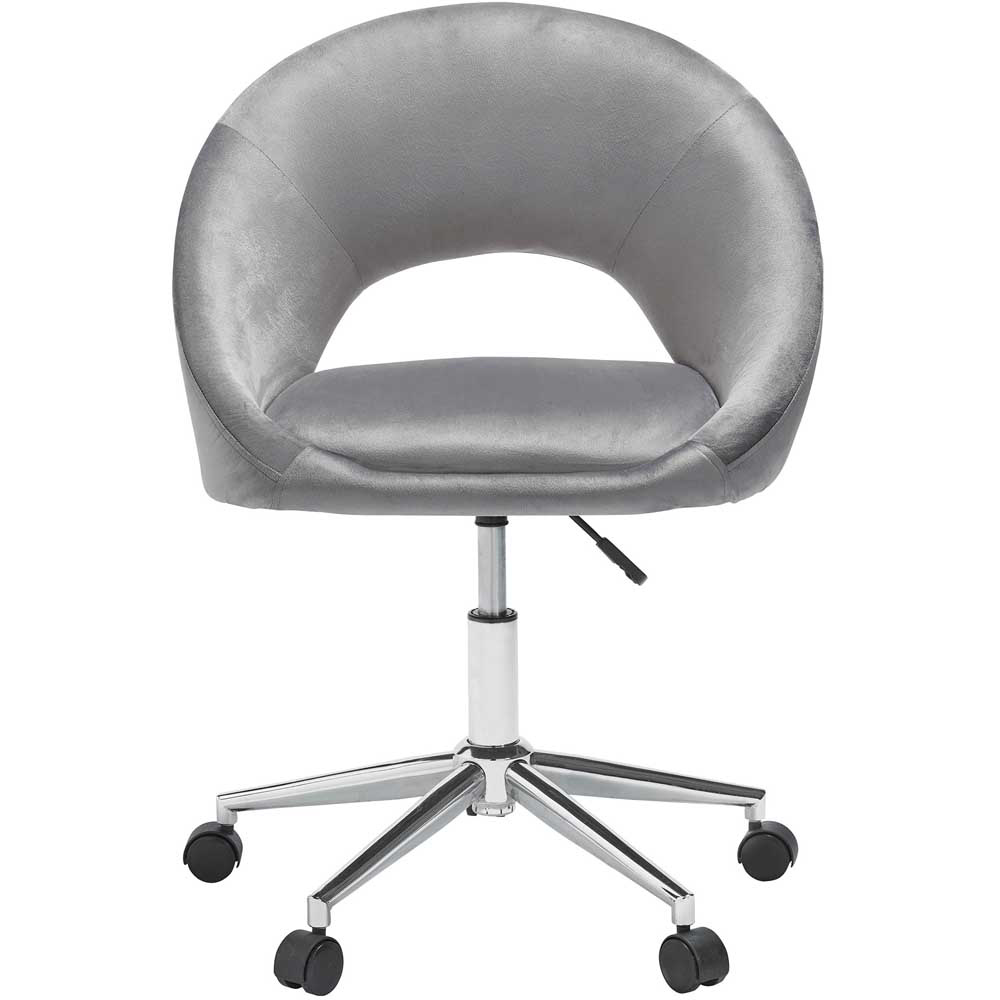 Skylar Grey Velvet Swivel Office Chair Image 2