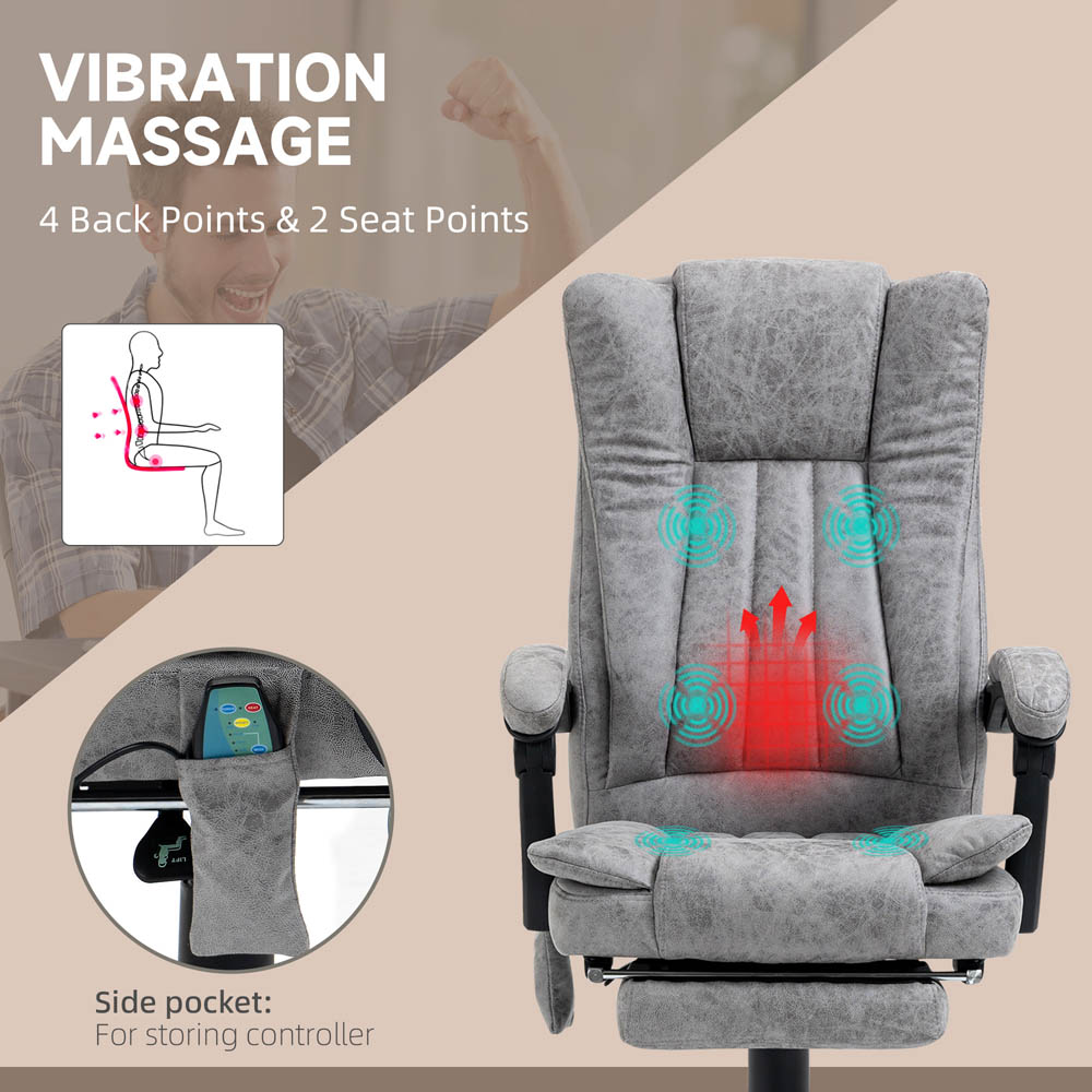Portland Grey Microfibre Swivel Vibrating Massage Office Chair Image 3
