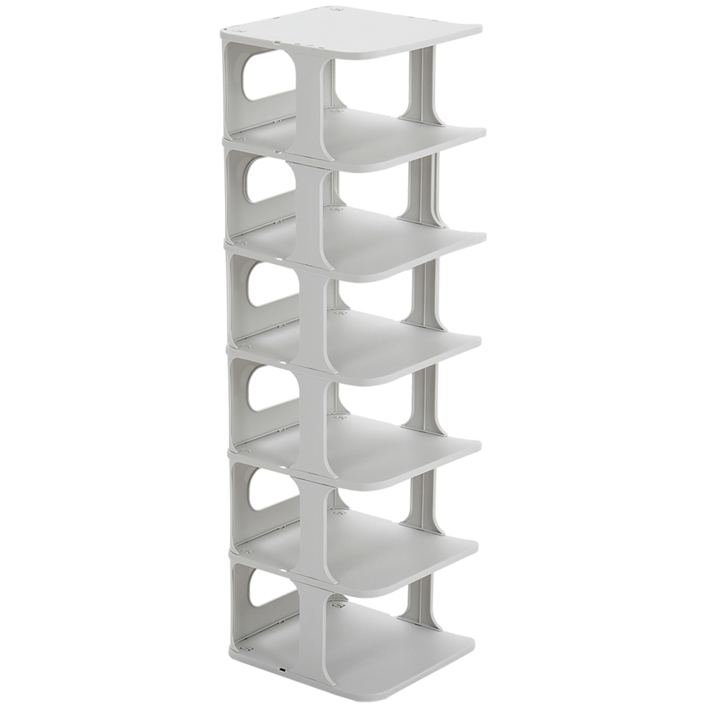 Living and Home Off White 6 Tier Plastic Shoe Rack for 6 Pairs Image 1