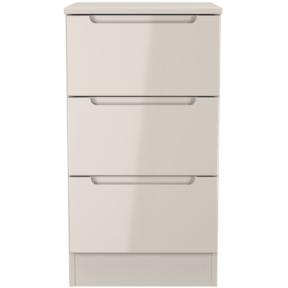 Crowndale Milan 3 Drawer Kashmir Gloss and Kashmir Bedside Cabinet Ready Assembled Image 3