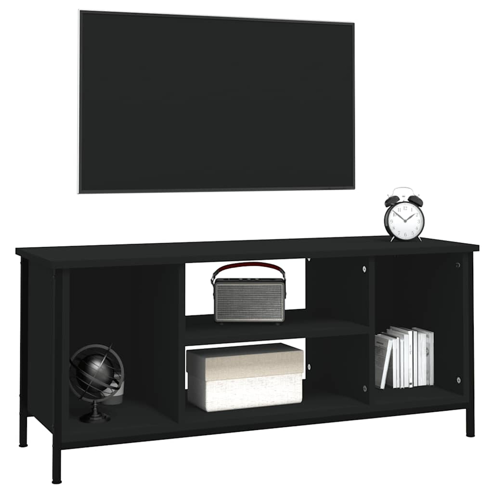 vidaXL 4 Shelf Black TV Cabinet Image 4