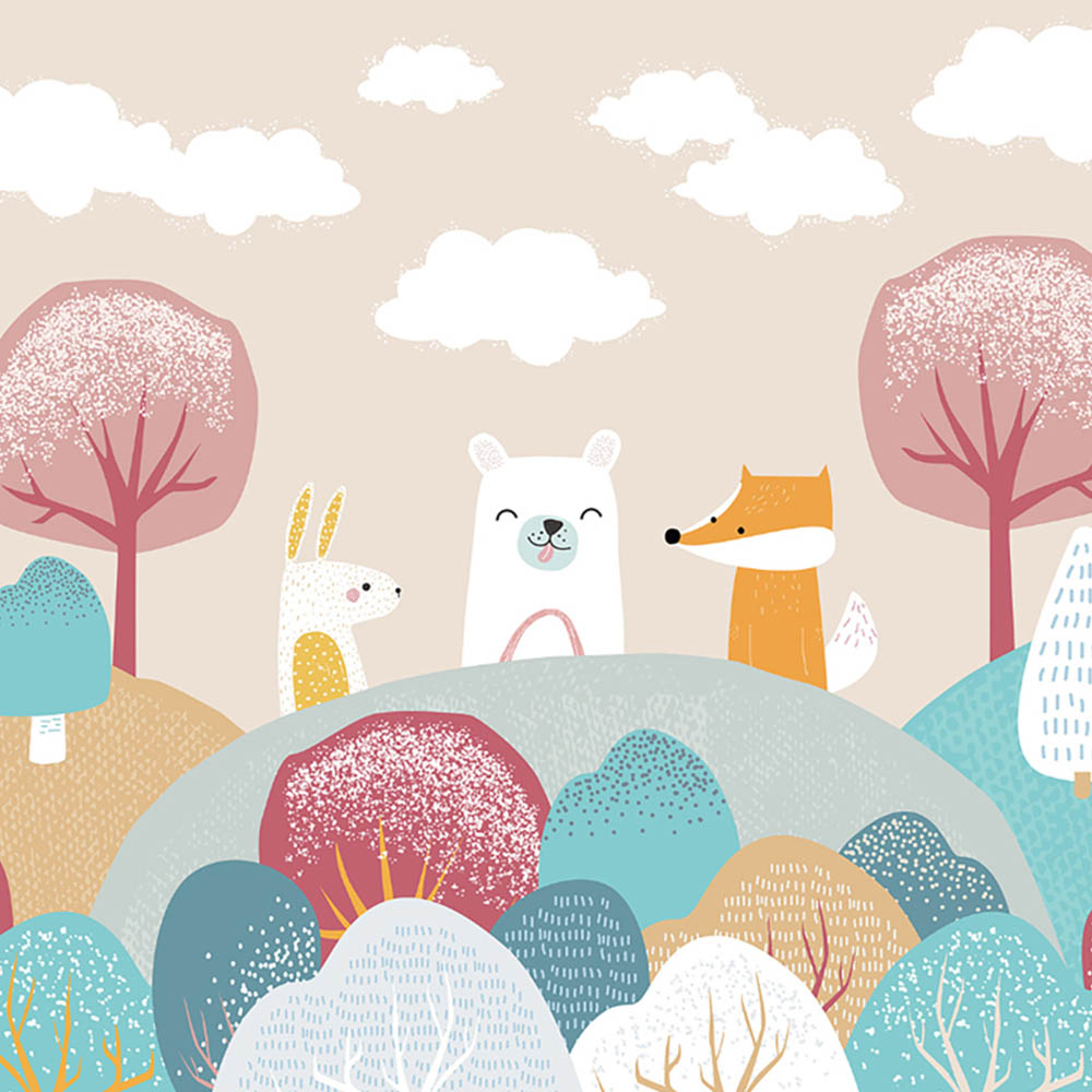 Origin Murals Woodland Friends Orange Wall Mural Image 2