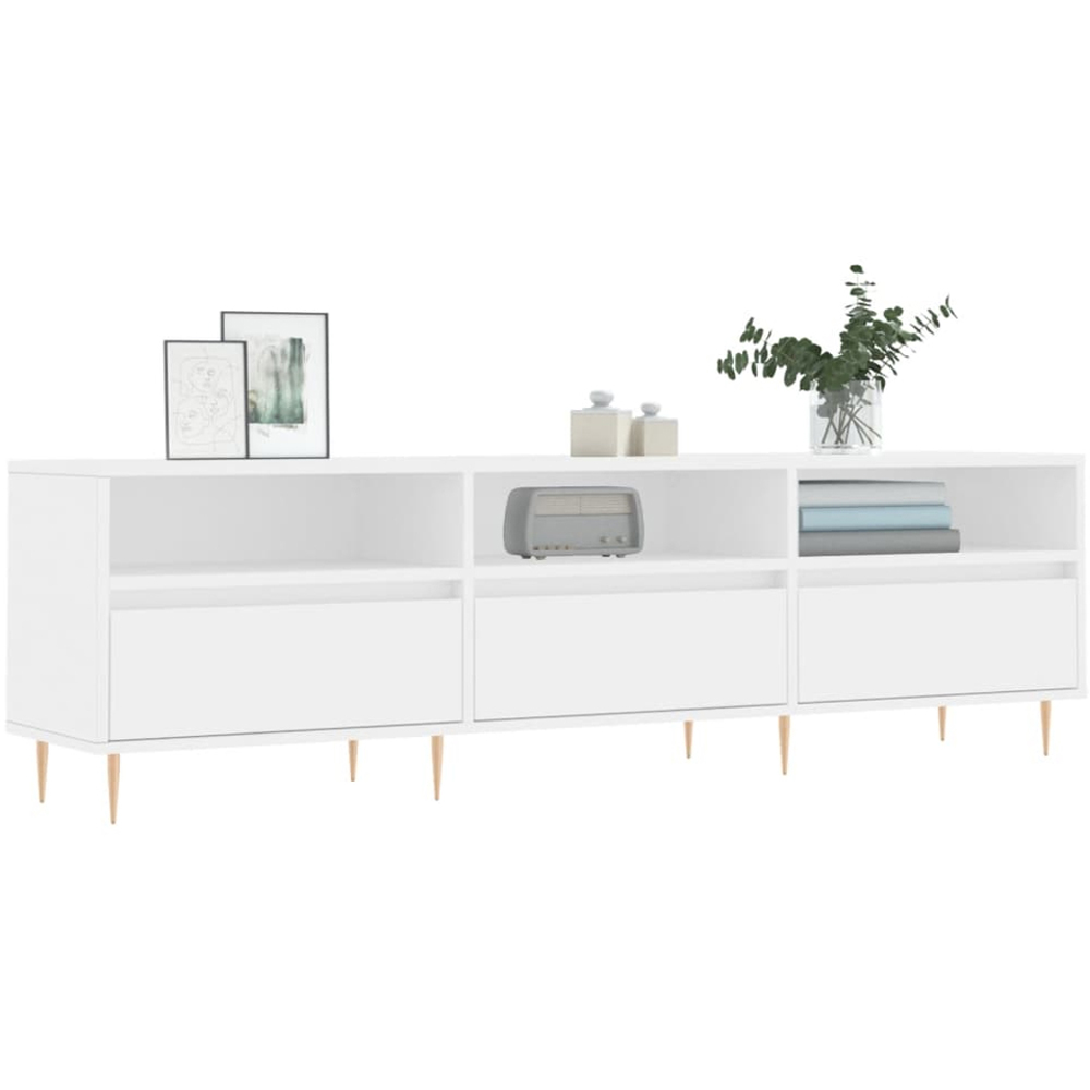 vidaXL 3 Drawer 3 Shelf White TV Cabinet Image 3