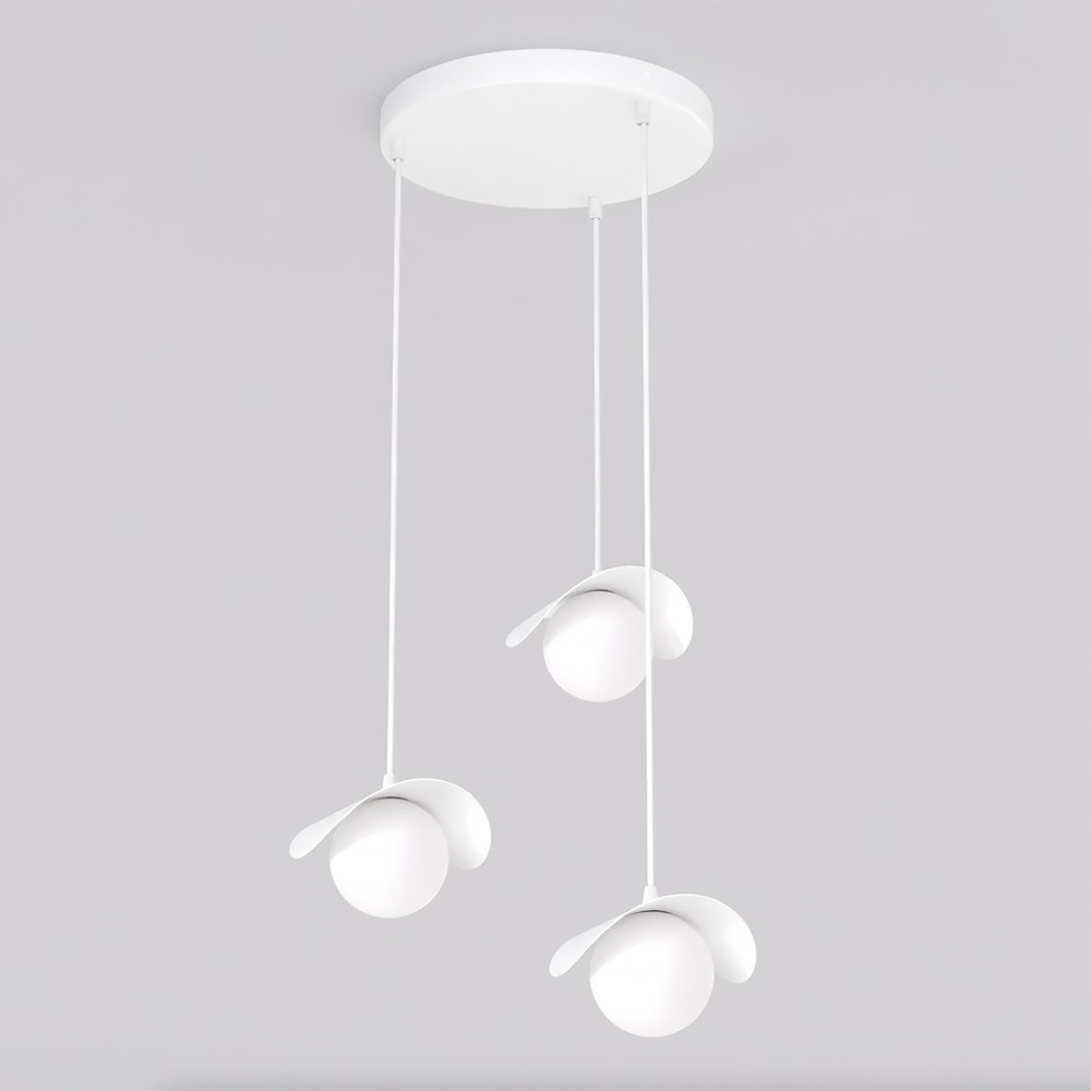Emibig Ritual 3 Light White Shade White Pendant Lamp Image 5