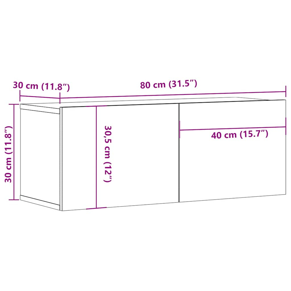 vidaXL 2 Door Grey Sonoma TV Cabinet Image 9