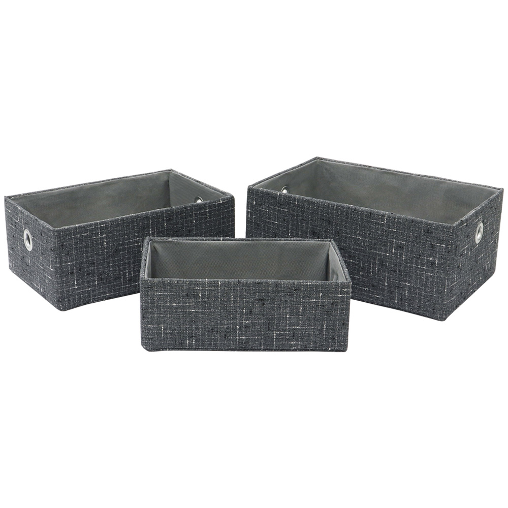 JVL Shadow Rectangular Fabric Storage Baskets Set of 3 Image 1