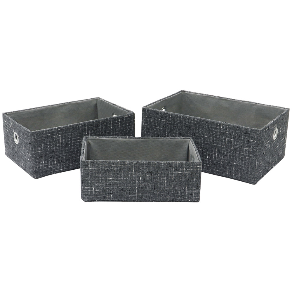 JVL Shadow Rectangular Fabric Storage Baskets 3 Pack Image 1