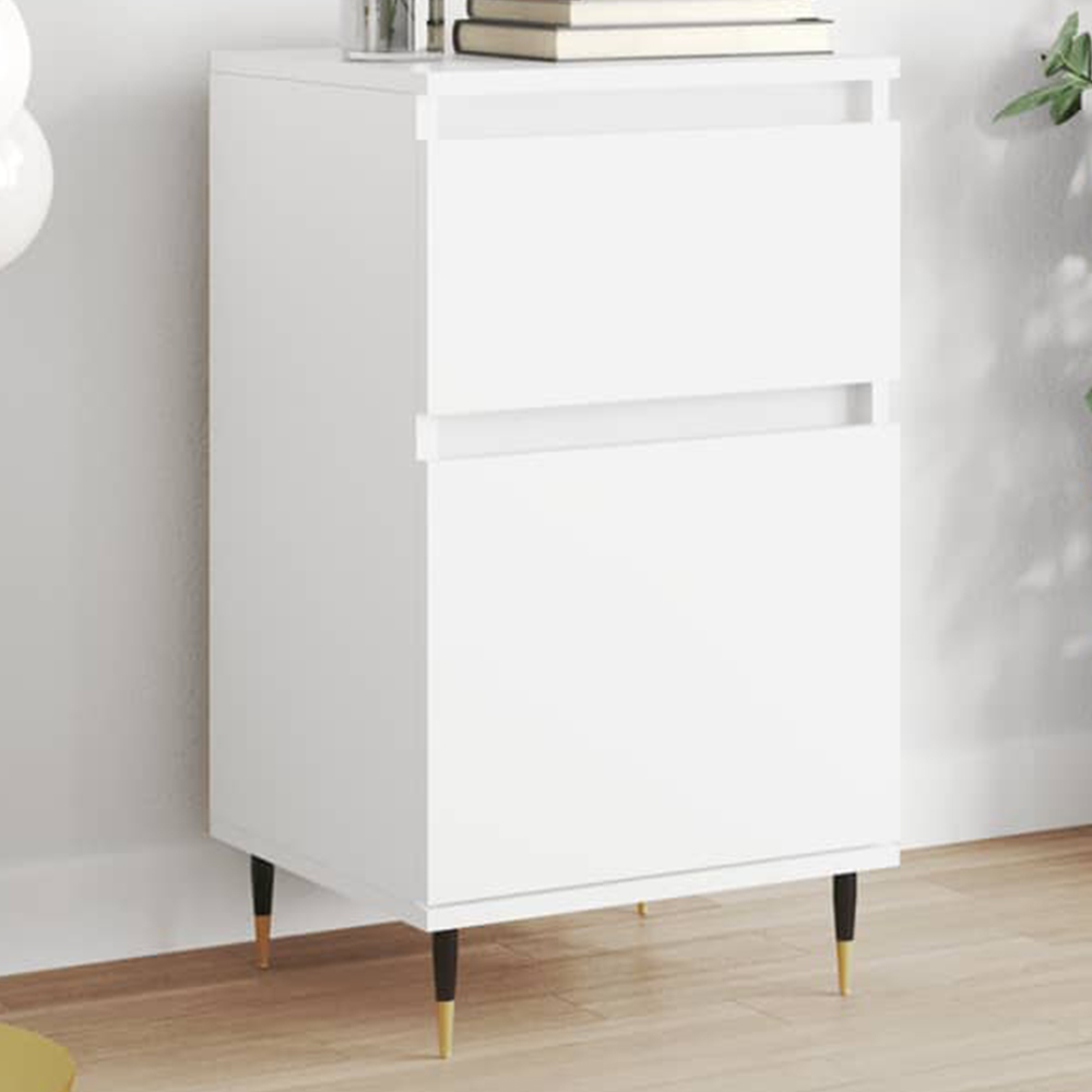 vidaXL Single Door Single Drawer White Sideboard Image 1