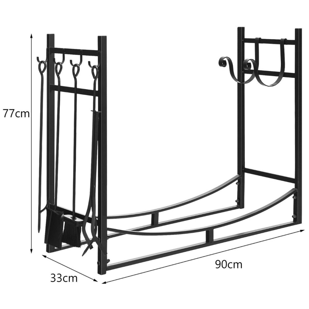 Costway Wood Stacker Stand with Fire Companion Set 91cm Image 9