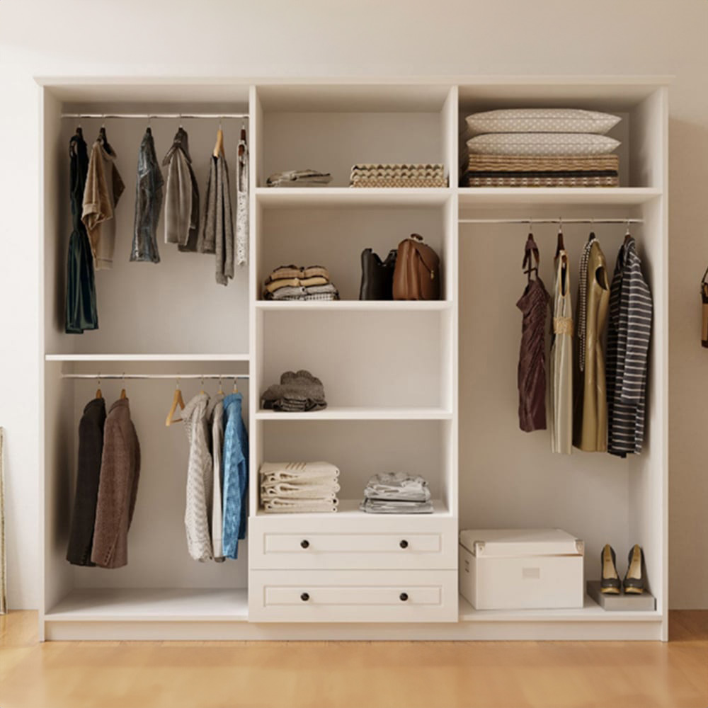 Evu Elise 6 Door 2 Drawer Extra Large White Mirror Wardrobe Image 4