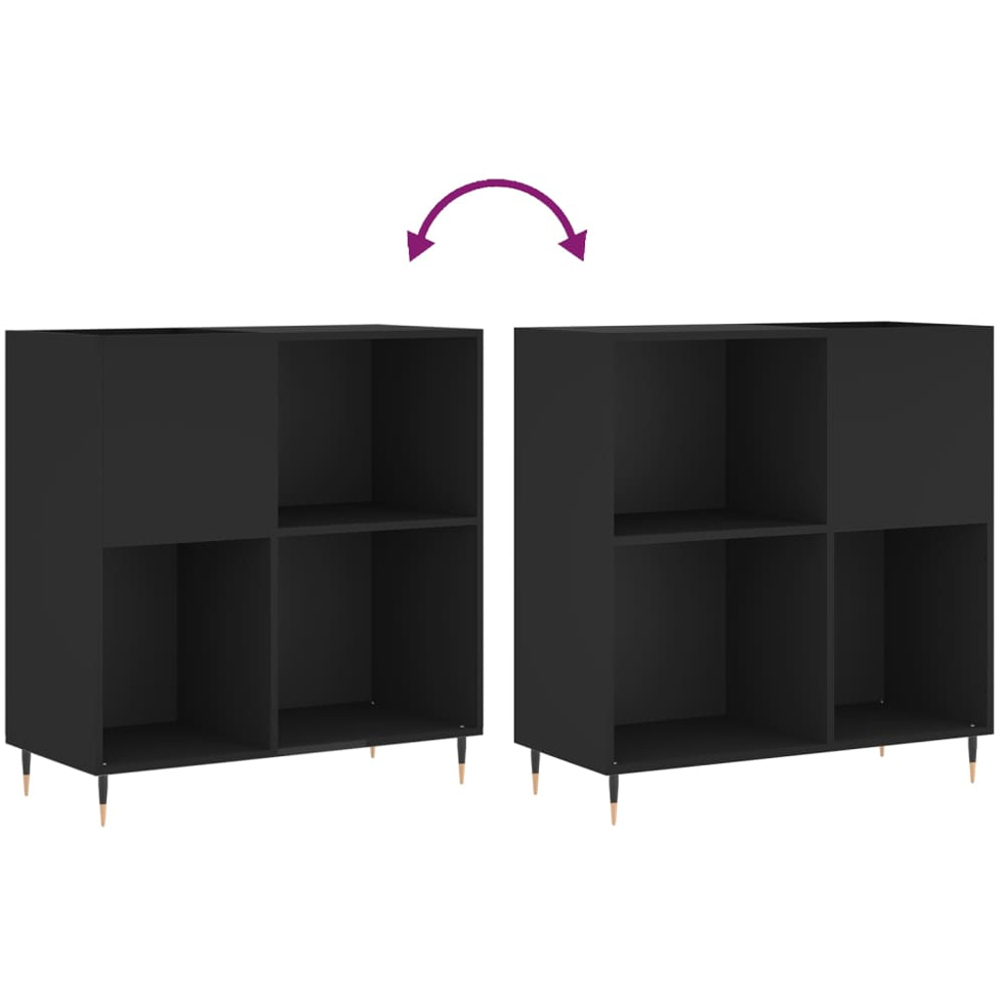 vidaXL 3 Shelf Black Square Record Cabinet Image 7