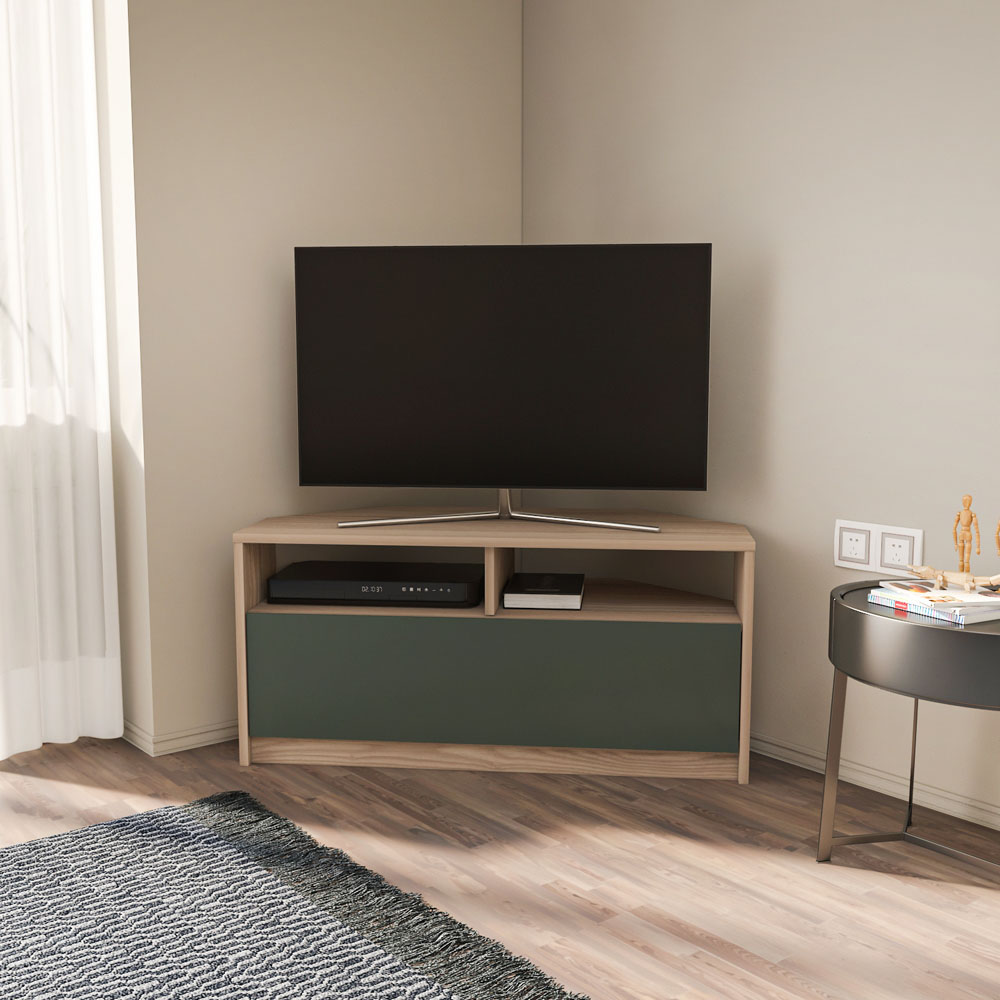 Decorotika Comero Single Door 2 Shelf Cordoba and Silva Corner TV Unit Image 7