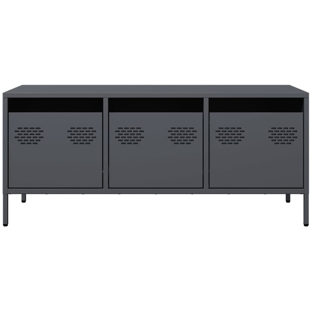 vidaXL 3 Drawer Anthracite Steel TV Cabinet Image 3