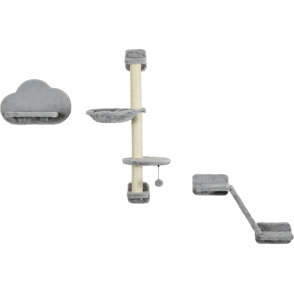 PawHut Grey Wall Mounted Cat Activity Centre Image 2
