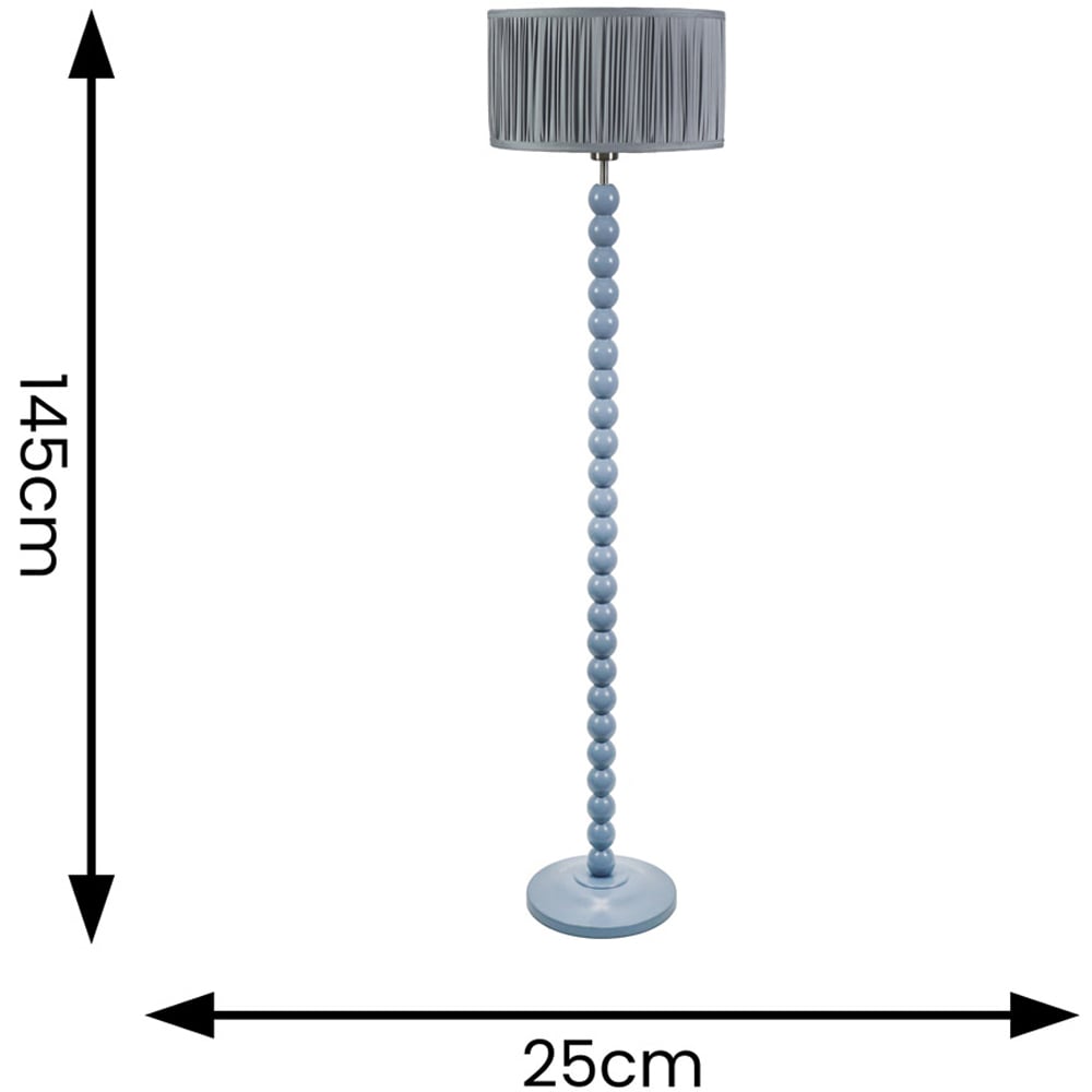 ValueLights Bobbins Ruched Pleated Powder Blue Drum Shade Powder Blue LED Floor Lamp Image 5