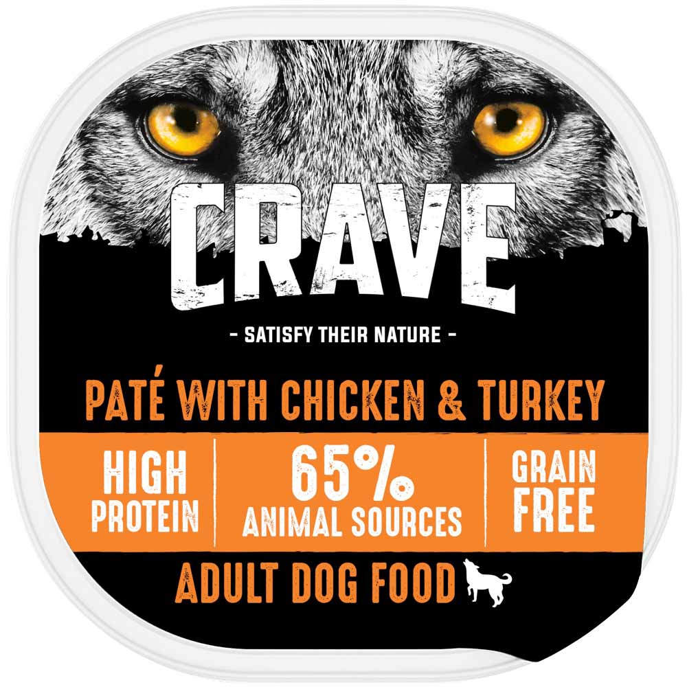 Crave Natural Complete Adult Dog Food Tray Pâté with Chicken & Turkey 300g Image 1