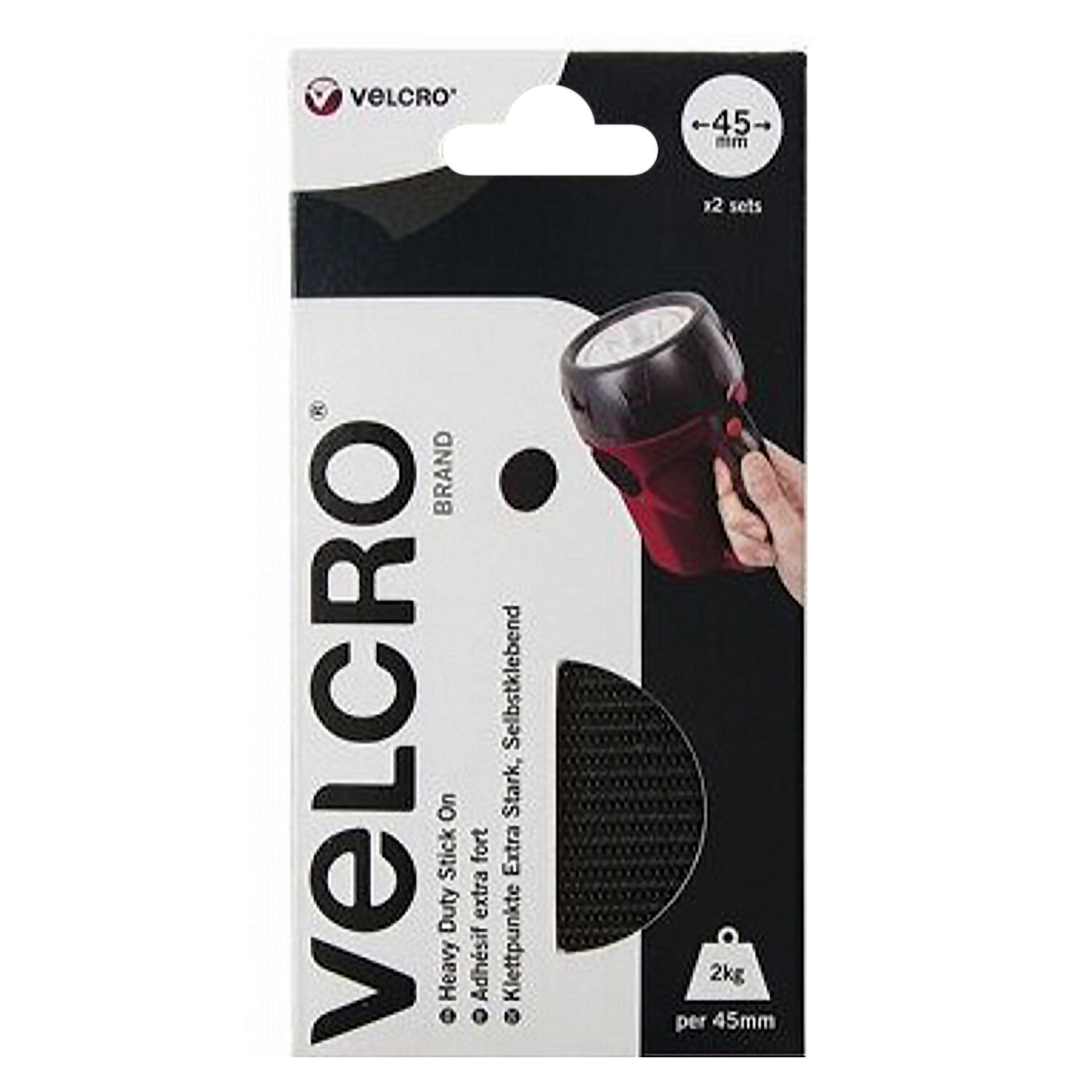 Velcro 45mm Black Heavy Duty Coins 2 Pack Image