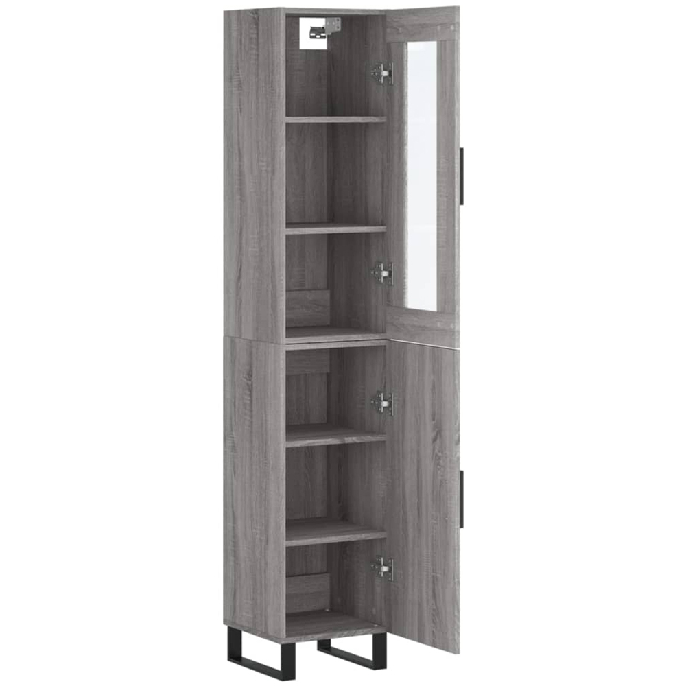 vidaXL 2 Glass and Wood Door Grey Sonoma Highboard Image 4
