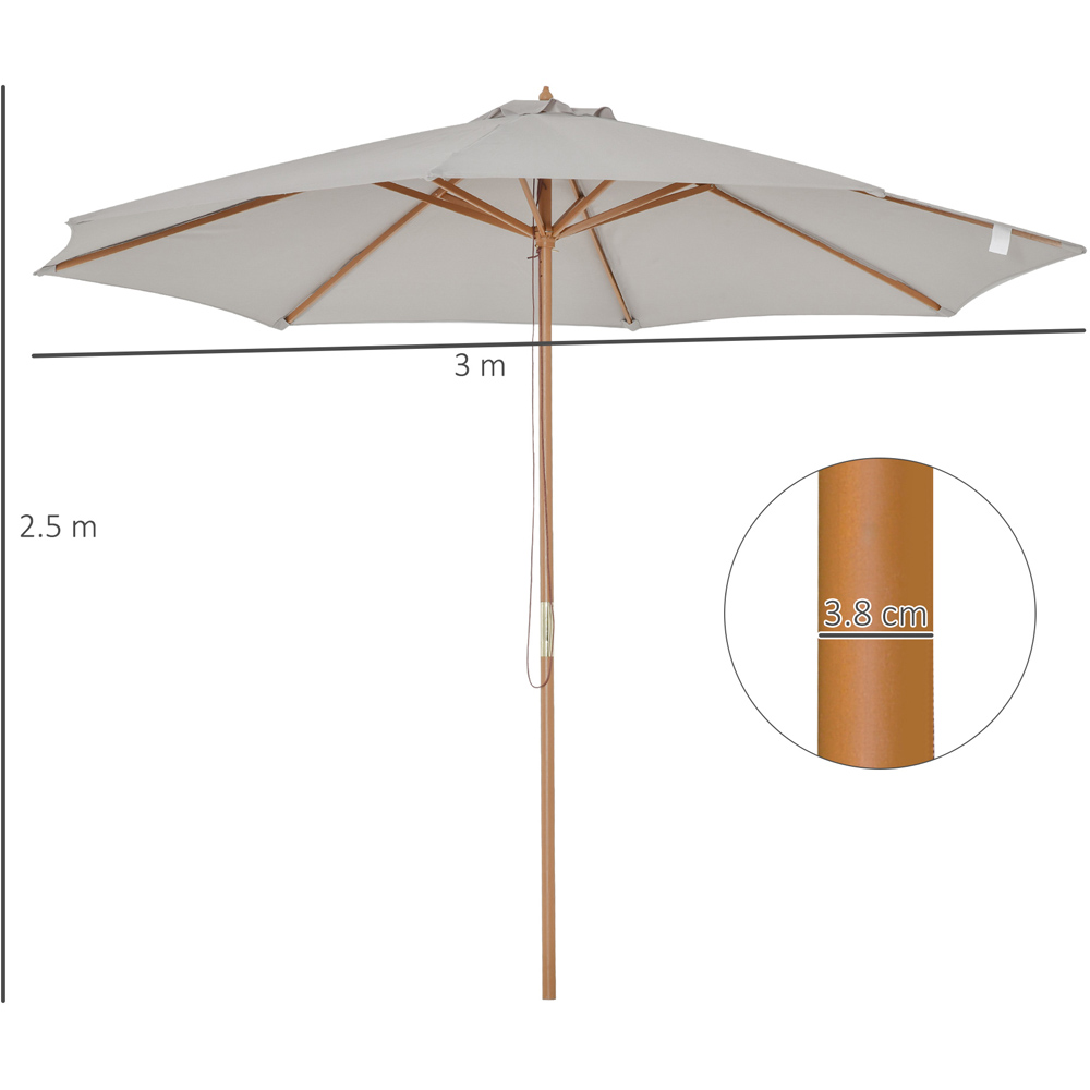 Outsunny Grey Bamboo Rope Pully Parasol 3m Image 7