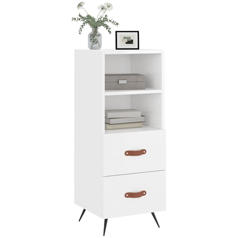 vidaXL 2 Drawer 2 Shelf High Gloss White Sideboard Image 3