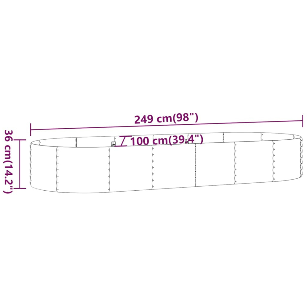 vidaXL Green Galvanised Steel Raised Garden Bed 36 x 100 x 249cm Image 5