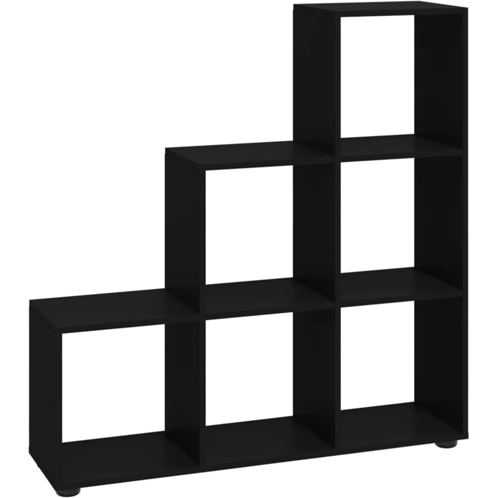 vidaXL 6 Shelf Black Staircase Bookcase Image 2