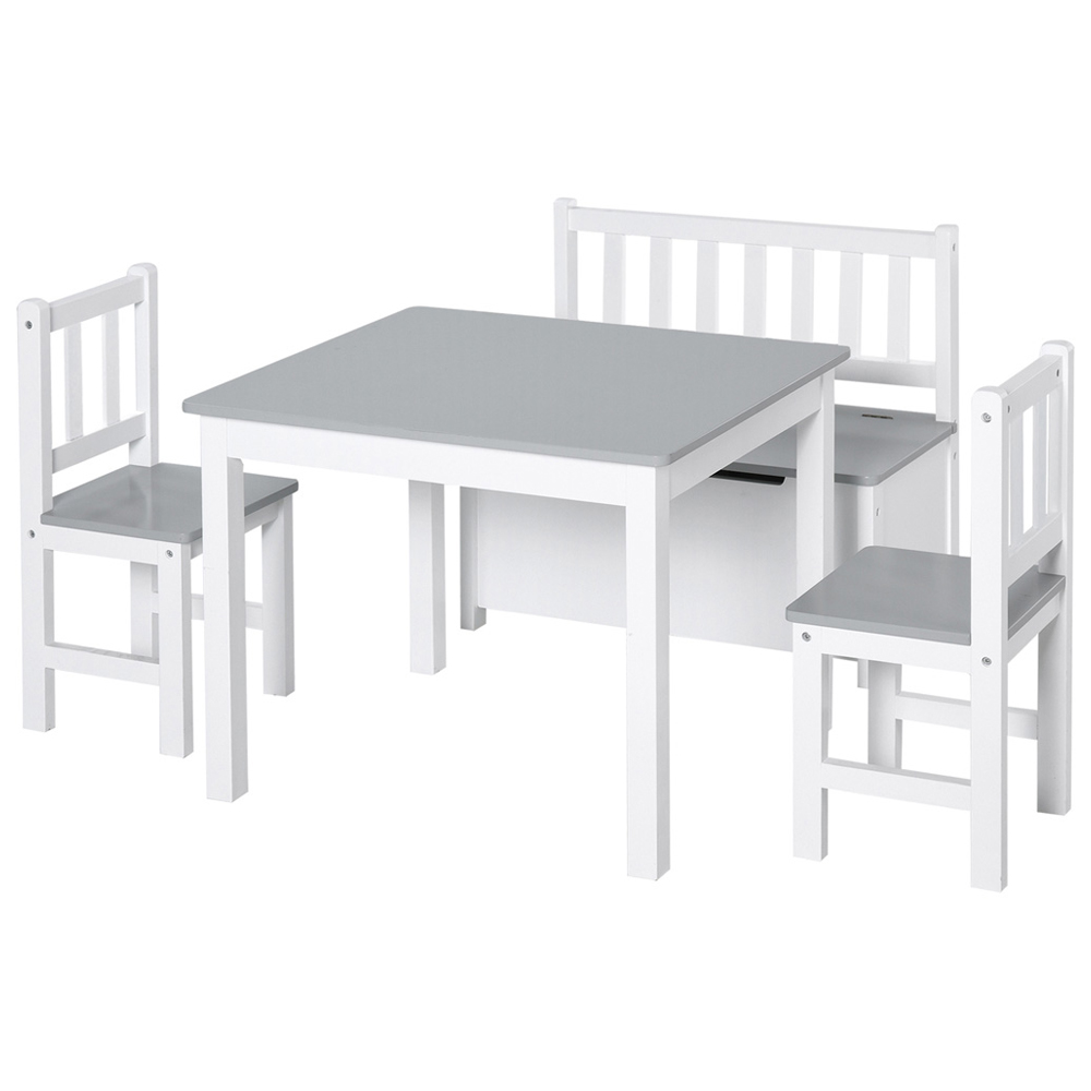 HOMCOM Kids Grey Table and Chair Set Image 2