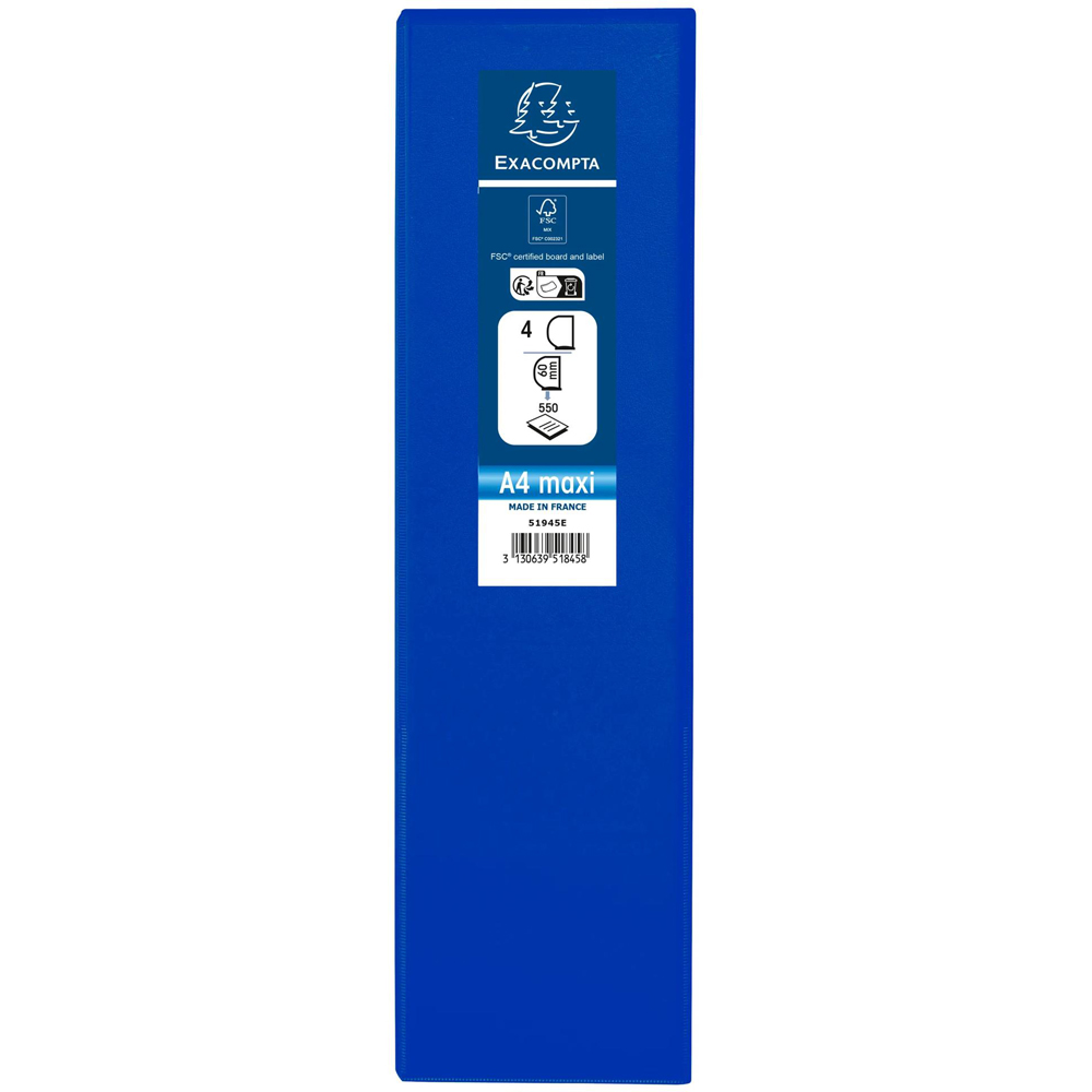 Exacompta Kreacover Blue Polypropylene Personal 4D Ring Binder with 3 Pockets 60mm 10 Pack Image 5