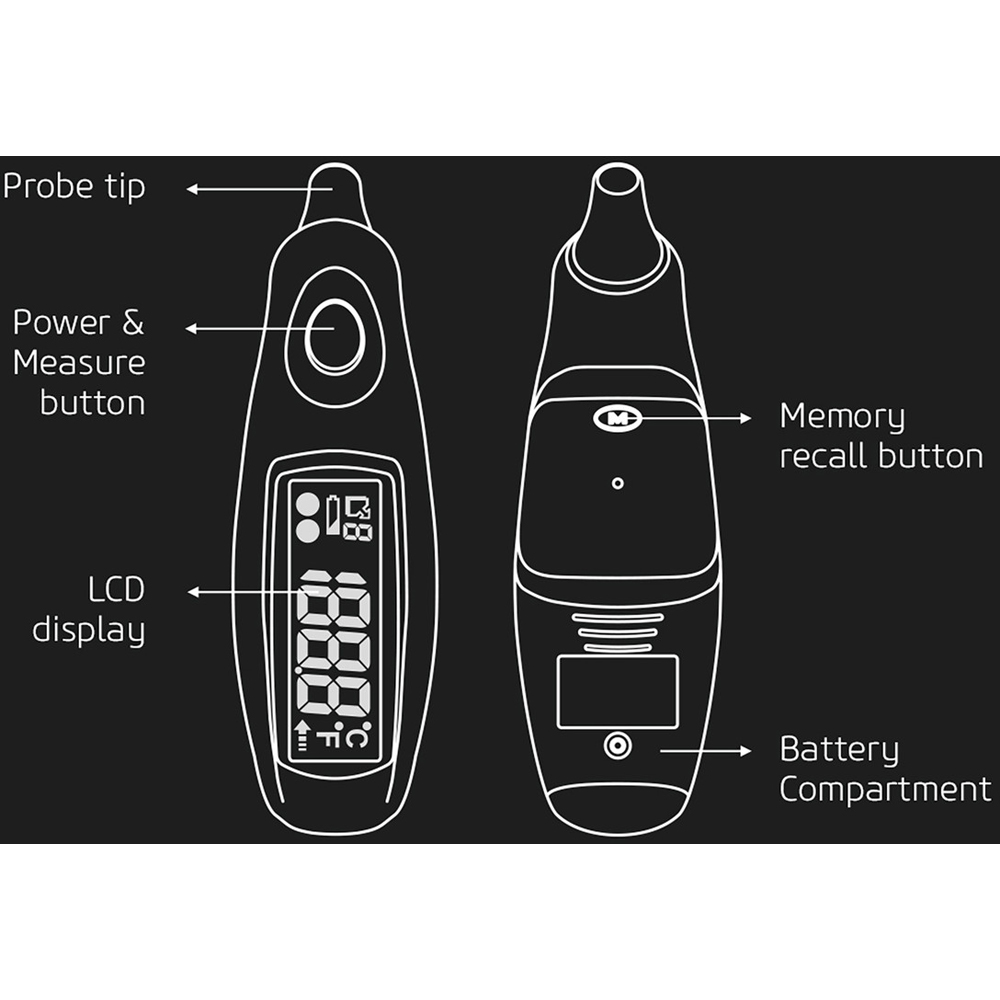 Homedics Jumbo Display Digital Waterproof Infrared Ear Thermometer Image 5