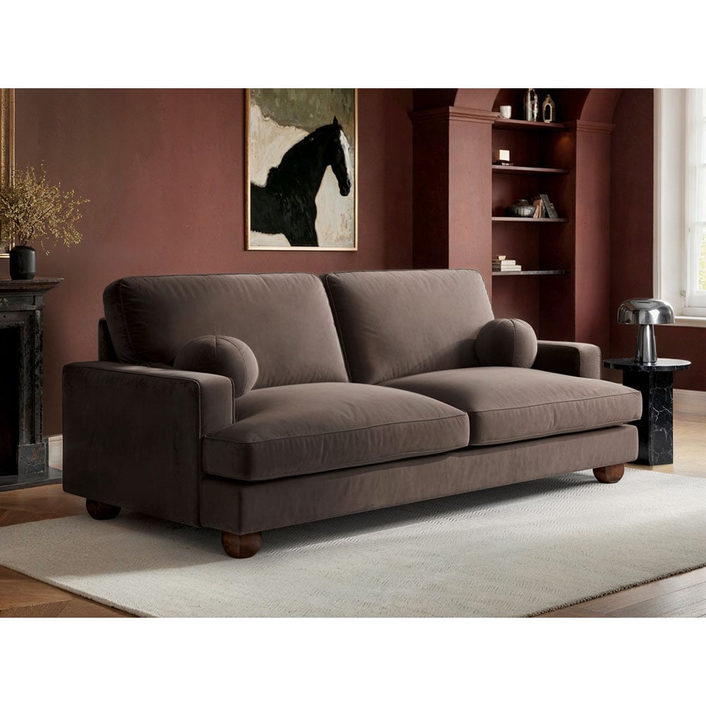 Solace+Co Addison 3 Seater Brown Velvet Sofa Image 5