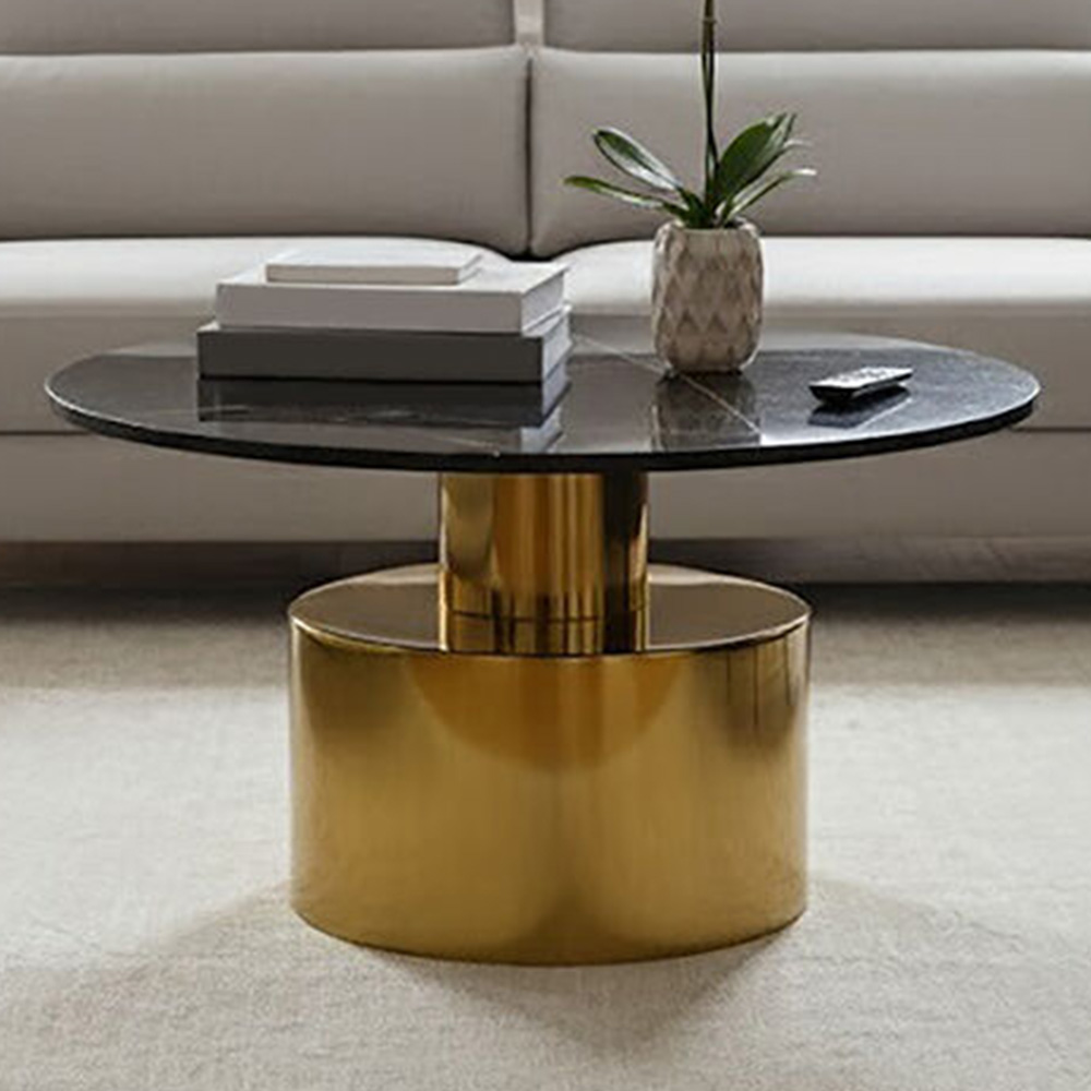 Premier Housewares Black Marble Top Coffee Table Image 1