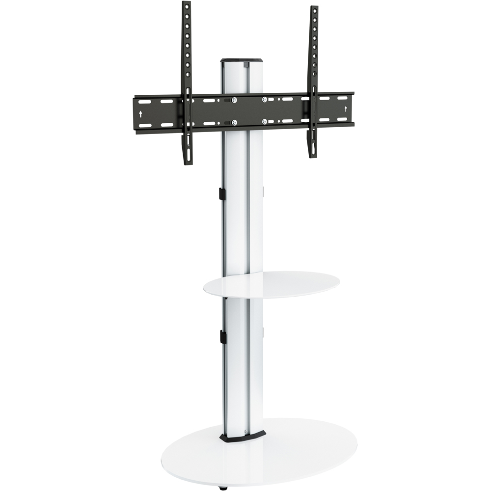 AVF Eno Single Shelf Silver and White Glass Pedestal TV Unit Image 2