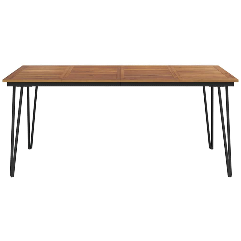 vidaXL Brown and Black Solid Wood Acacia Garden Table with Hairpin Legs 180cm Image 3