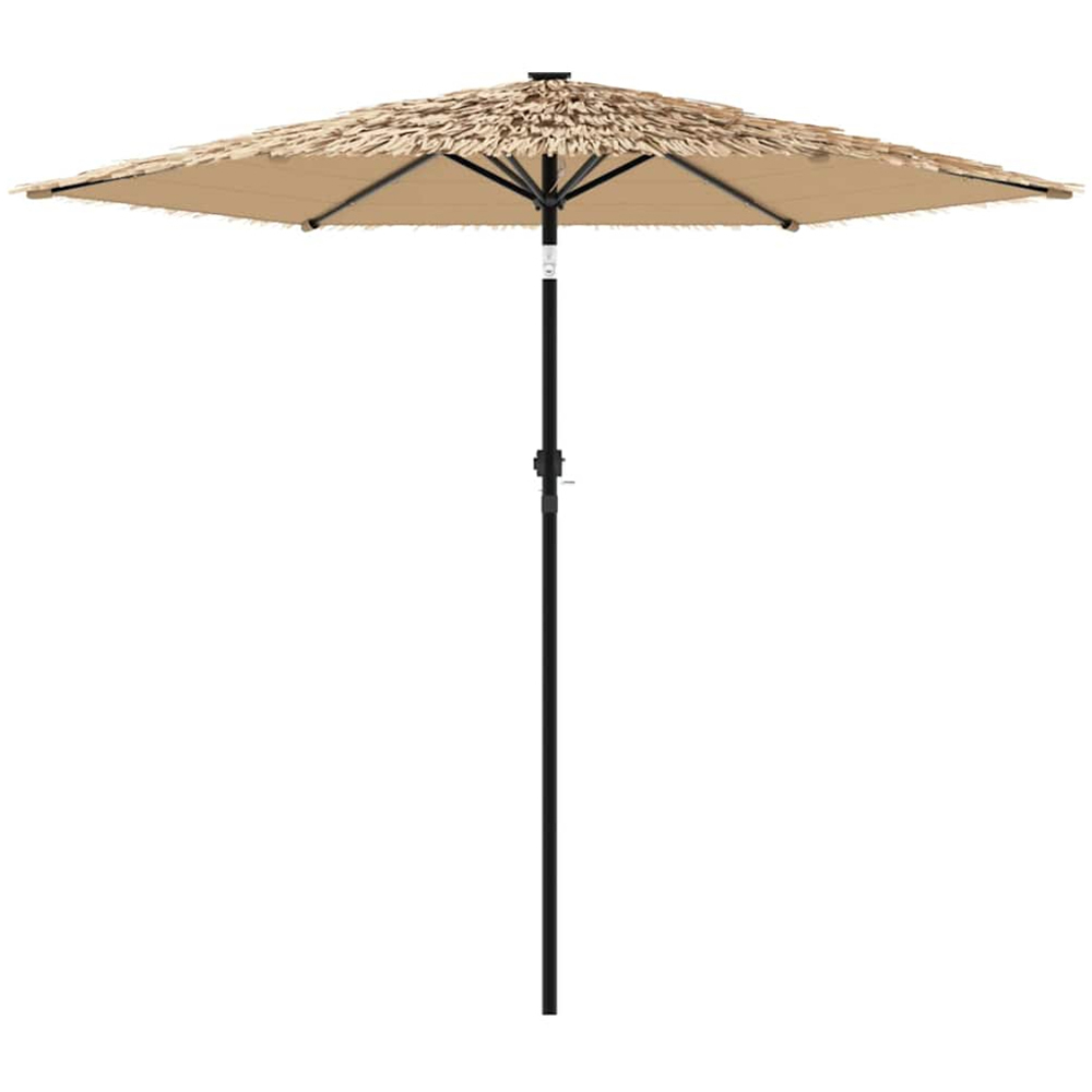 vidaXL Brown LED Light Straw Top Garden Parasol with Steel Pole 2.2m Image 4